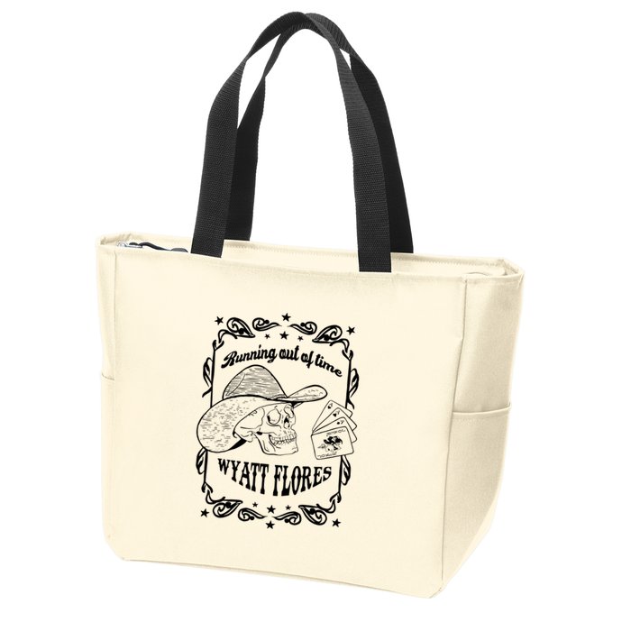Skull Running Out Of Time Wyatt Flores Zip Tote Bag
