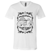 Skull Running Out Of Time Wyatt Flores V-Neck T-Shirt