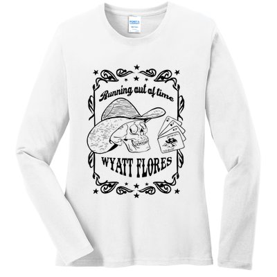 Skull Running Out Of Time Wyatt Flores Ladies Long Sleeve Shirt