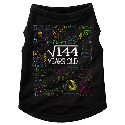 Square Root Of 144 12th Birthday Funny 12 Year Old Nerd Math Doggie Tank