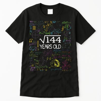 Square Root Of 144 12th Birthday Funny 12 Year Old Nerd Math Tall T-Shirt