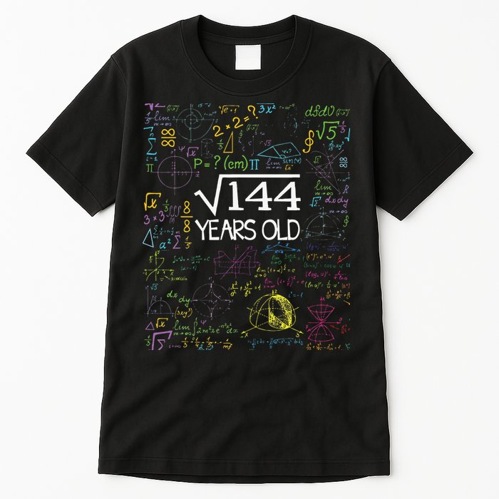 Square Root Of 144 12th Birthday Funny 12 Year Old Nerd Math Tall T-Shirt