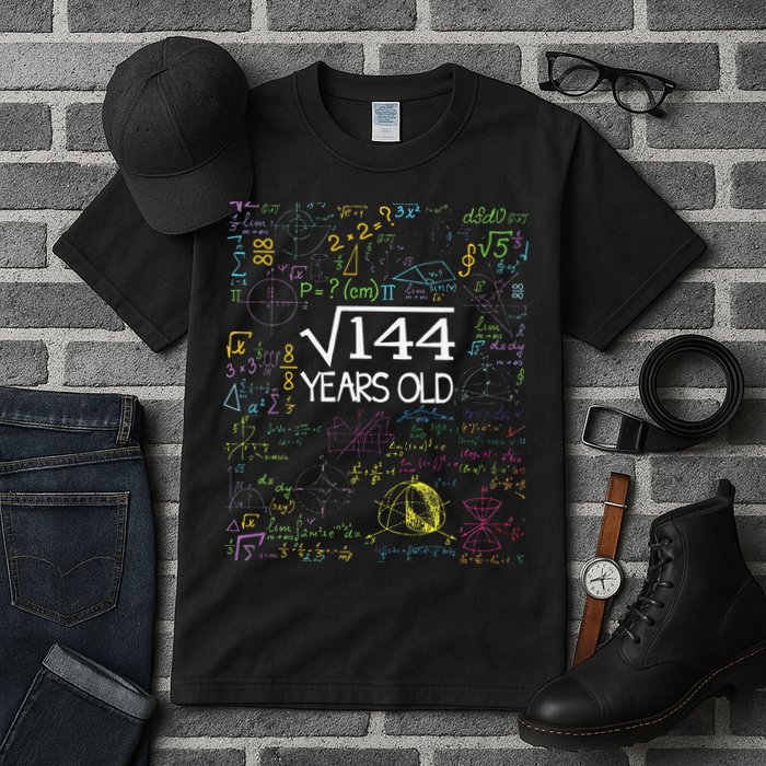 Square Root Of 144 12th Birthday Funny 12 Year Old Nerd Math Tall T-Shirt