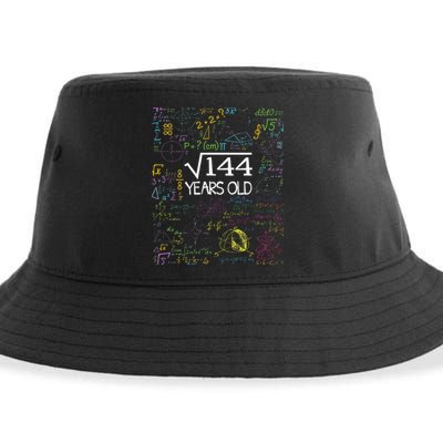 Square Root Of 144 12th Birthday Funny 12 Year Old Nerd Math Sustainable Bucket Hat