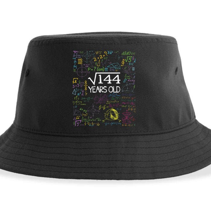 Square Root Of 144 12th Birthday Funny 12 Year Old Nerd Math Sustainable Bucket Hat