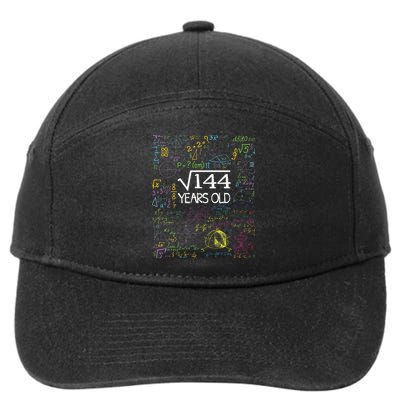 Square Root Of 144 12th Birthday Funny 12 Year Old Nerd Math 7-Panel Snapback Hat