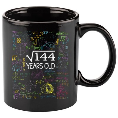 Square Root Of 144 12th Birthday Funny 12 Year Old Nerd Math 11oz C Handle Ceramic Mug