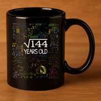 Square Root Of 144 12th Birthday Funny 12 Year Old Nerd Math 11oz C Handle Ceramic Mug