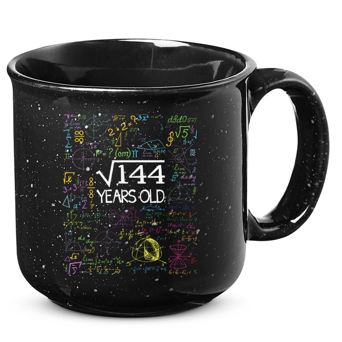Square Root Of 144 12th Birthday Funny 12 Year Old Nerd Math 15oz Campfire Ceramic Mug