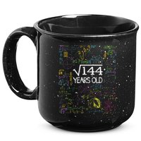 Square Root Of 144 12th Birthday Funny 12 Year Old Nerd Math 15oz Campfire Ceramic Mug