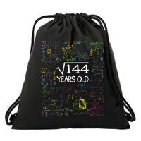 Square Root Of 144 12th Birthday Funny 12 Year Old Nerd Math Drawstring Bag