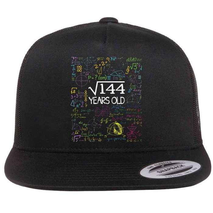 Square Root Of 144 12th Birthday Funny 12 Year Old Nerd Math Flatbill Hat