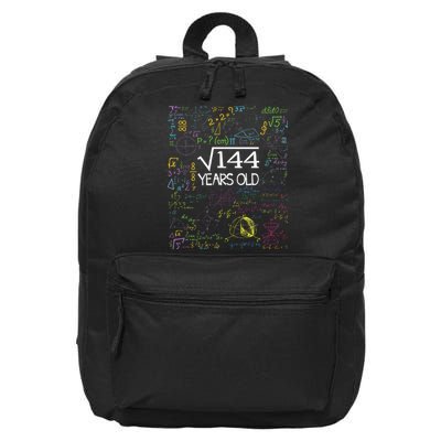 Square Root Of 144 12th Birthday Funny 12 Year Old Nerd Math 16 in Basic Backpack
