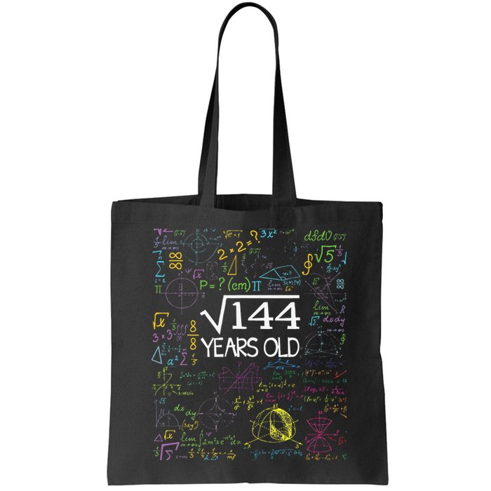 Square Root Of 144 12th Birthday Funny 12 Year Old Nerd Math Bag