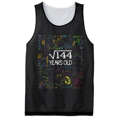 Square Root Of 144 12th Birthday Funny 12 Year Old Nerd Math Mesh Reversible Basketball Jersey Tank