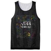 Square Root Of 144 12th Birthday Funny 12 Year Old Nerd Math Mesh Reversible Basketball Jersey Tank