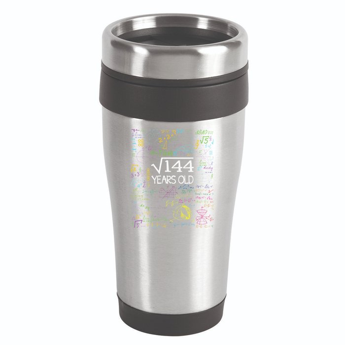 Square Root Of 144 12th Birthday Funny 12 Year Old Nerd Math 16oz Travel Tumbler