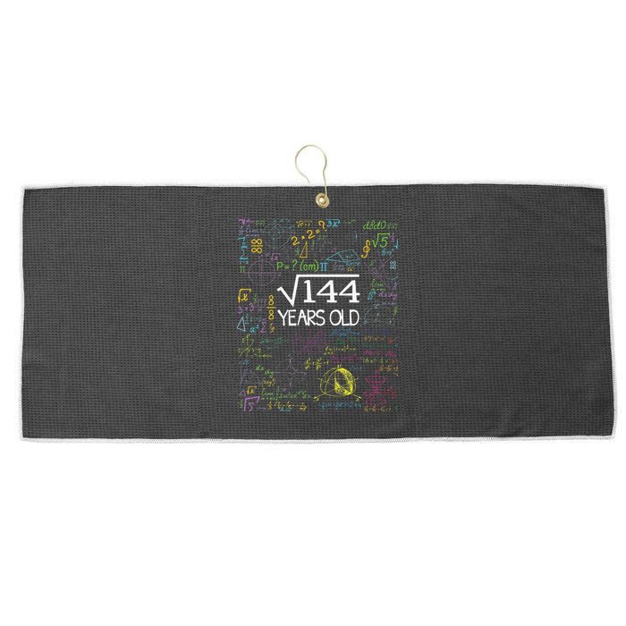 Square Root Of 144 12th Birthday Funny 12 Year Old Nerd Math Large Microfiber Waffle Golf Towel