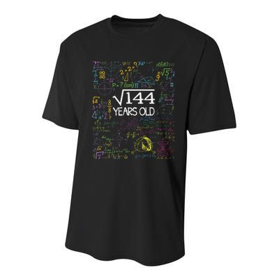 Square Root Of 144 12th Birthday Funny 12 Year Old Nerd Math Youth Performance Sprint T-Shirt