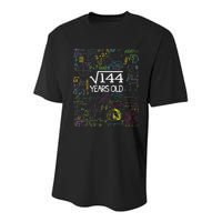 Square Root Of 144 12th Birthday Funny 12 Year Old Nerd Math Youth Performance Sprint T-Shirt