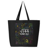 Square Root Of 144 12th Birthday Funny 12 Year Old Nerd Math 25L Jumbo Tote