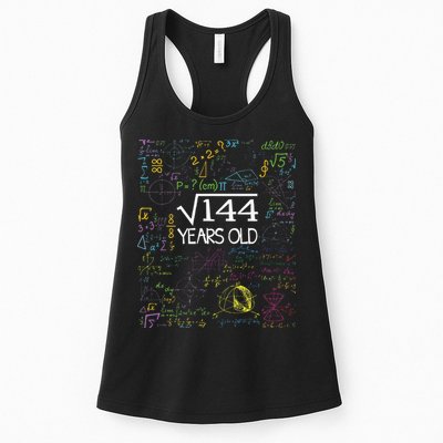 Square Root Of 144 12th Birthday Funny 12 Year Old Nerd Math Womens Tank Top