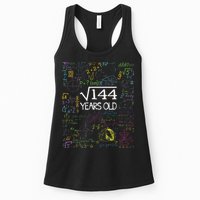 Square Root Of 144 12th Birthday Funny 12 Year Old Nerd Math Womens Tank Top