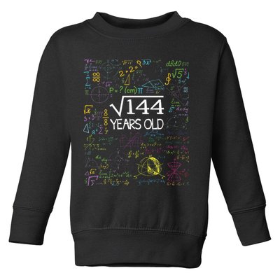 Square Root Of 144 12th Birthday Funny 12 Year Old Nerd Math Toddler Sweatshirt