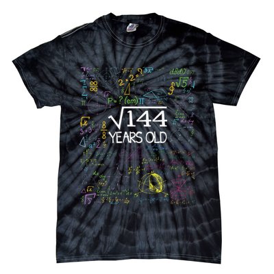 Square Root Of 144 12th Birthday Funny 12 Year Old Nerd Math Tie-Dye T-Shirt