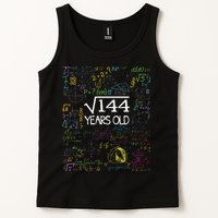 Square Root Of 144 12th Birthday Funny 12 Year Old Nerd Math Tank Top