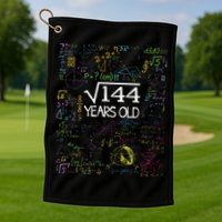 Square Root Of 144 12th Birthday Funny 12 Year Old Nerd Math Golf Towel