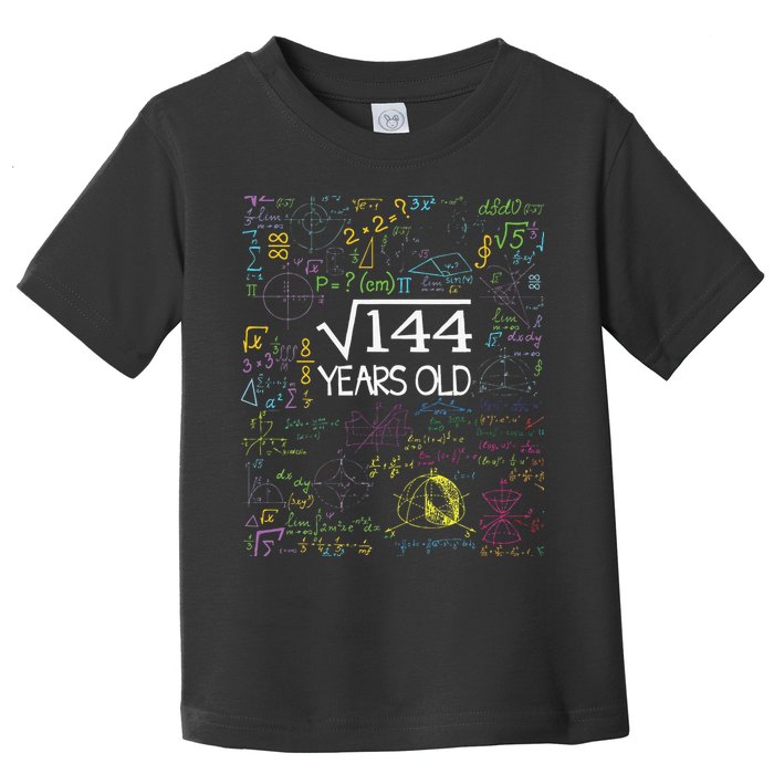 Square Root Of 144 12th Birthday Funny 12 Year Old Nerd Math Toddler T-Shirt