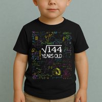 Square Root Of 144 12th Birthday Funny 12 Year Old Nerd Math Toddler T-Shirt