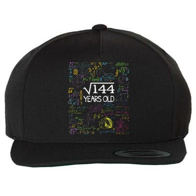 Square Root Of 144 12th Birthday Funny 12 Year Old Nerd Math Wool Snapback Cap