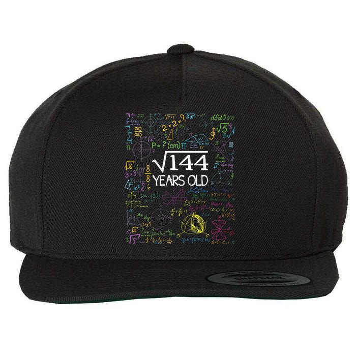Square Root Of 144 12th Birthday Funny 12 Year Old Nerd Math Wool Snapback Cap