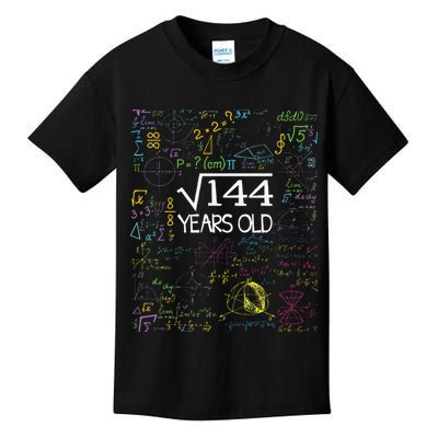 Square Root Of 144 12th Birthday Funny 12 Year Old Nerd Math Kids T-Shirt