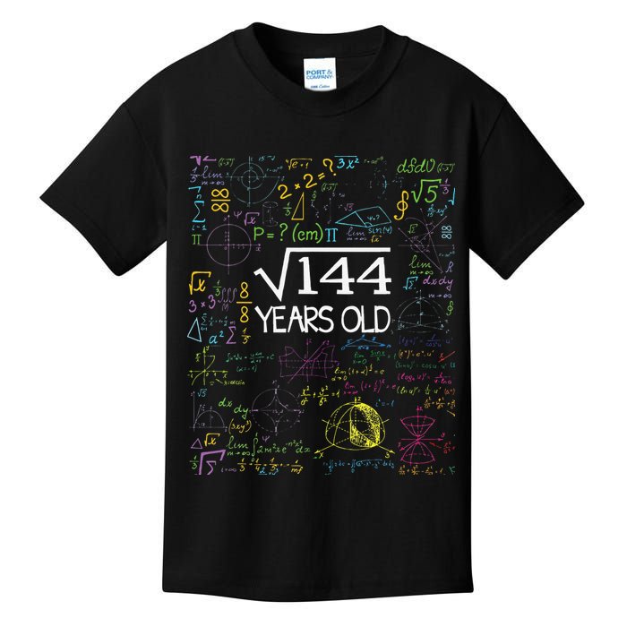 Square Root Of 144 12th Birthday Funny 12 Year Old Nerd Math Kids T-Shirt