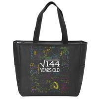 Square Root Of 144 12th Birthday Funny 12 Year Old Nerd Math Zip Tote Bag