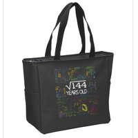 Square Root Of 144 12th Birthday Funny 12 Year Old Nerd Math Zip Tote Bag