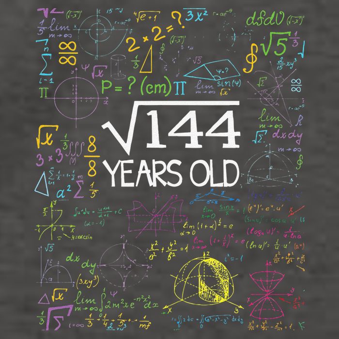 Square Root Of 144 12th Birthday Funny 12 Year Old Nerd Math Vector Backpack