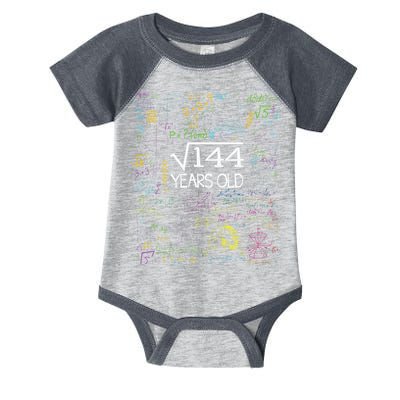 Square Root Of 144 12th Birthday Funny 12 Year Old Nerd Math Infant Baby Jersey Bodysuit