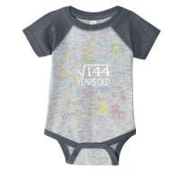 Square Root Of 144 12th Birthday Funny 12 Year Old Nerd Math Infant Baby Jersey Bodysuit
