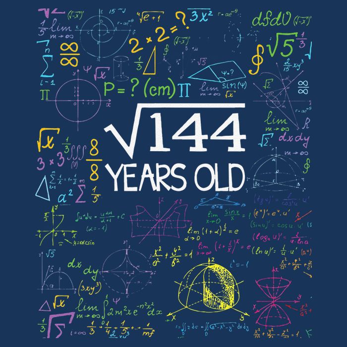 Square Root Of 144 12th Birthday Funny 12 Year Old Nerd Math Infant Baby Jersey Bodysuit