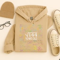 Square Root Of 144 12th Birthday Funny 12 Year Old Nerd Math Hoodie