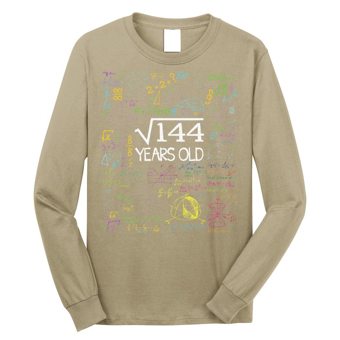 Square Root Of 144 12th Birthday Funny 12 Year Old Nerd Math Long Sleeve Shirt