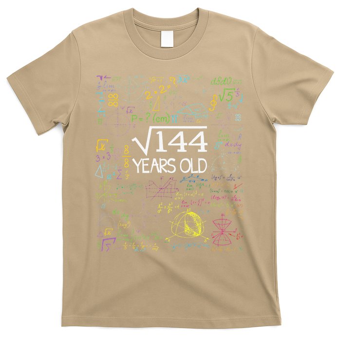 Square Root Of 144 12th Birthday Funny 12 Year Old Nerd Math T-Shirt