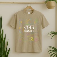 Square Root Of 144 12th Birthday Funny 12 Year Old Nerd Math T-Shirt