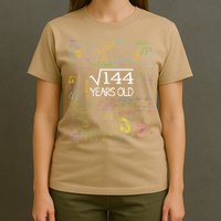 Square Root Of 144 12th Birthday Funny 12 Year Old Nerd Math T-Shirt
