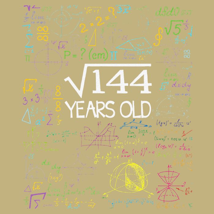 Square Root Of 144 12th Birthday Funny 12 Year Old Nerd Math T-Shirt