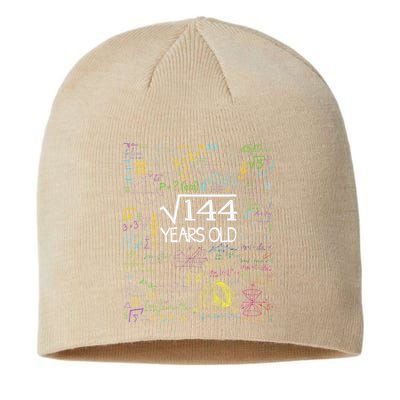 Square Root Of 144 12th Birthday Funny 12 Year Old Nerd Math Sustainable Beanie